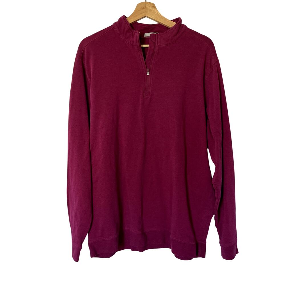 Tasc performance organic cotton quarter‎ zip pink pullover sweater men's size XL